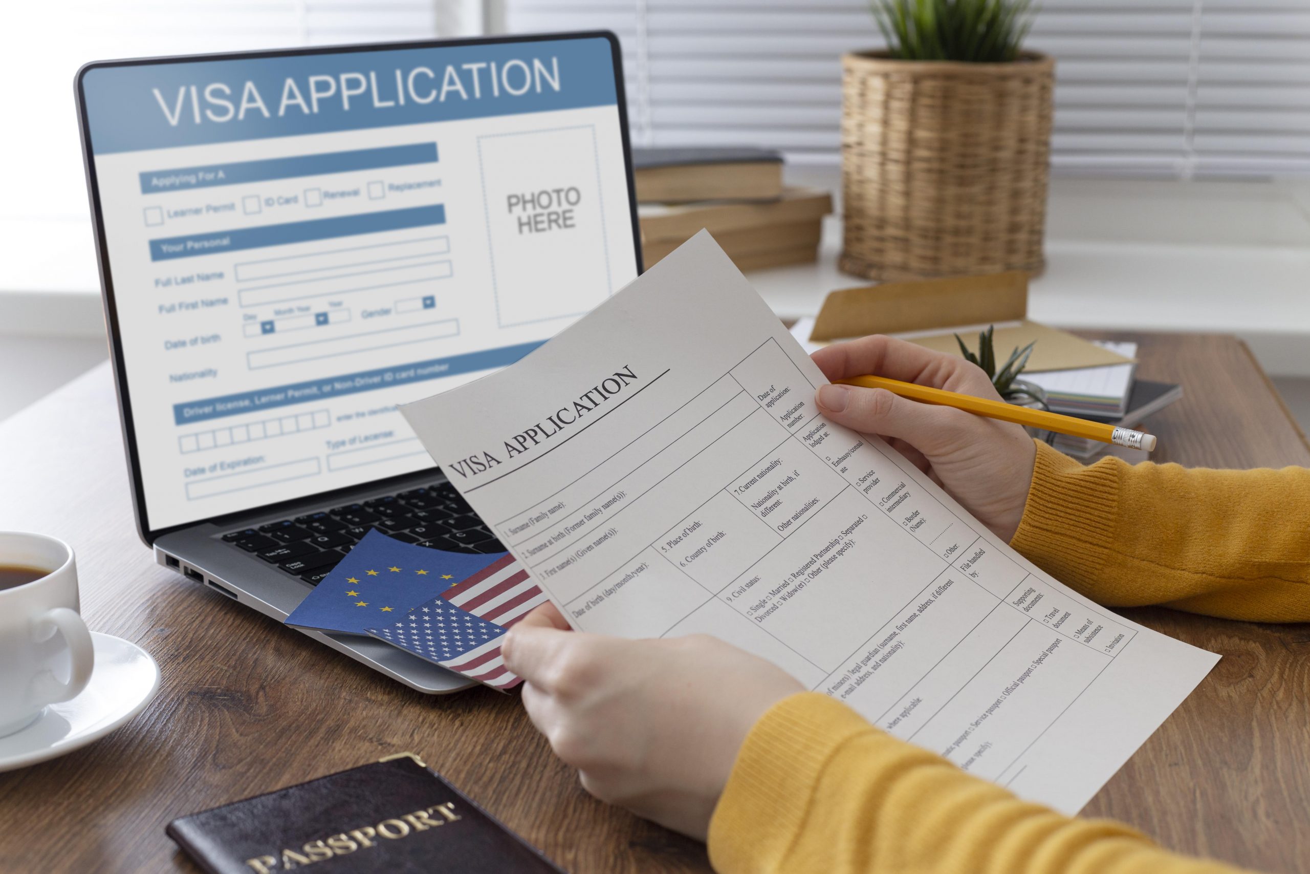 visa-application-composition-with-europe-and-america-flag
